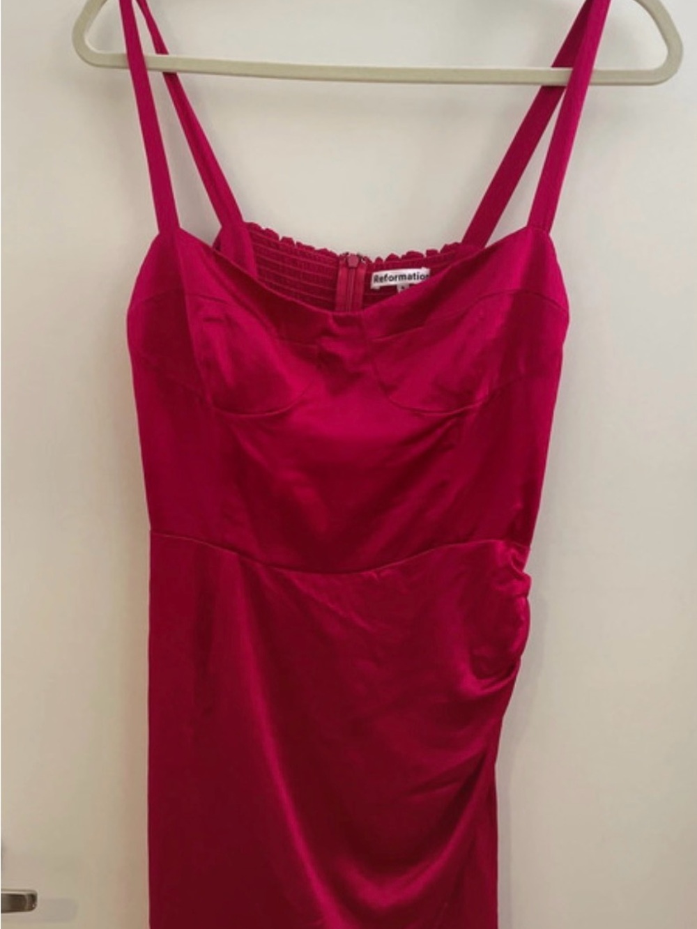 Reformation Hot Pink Fonda Silk Slip Dress 8 - Picture 3 of 7